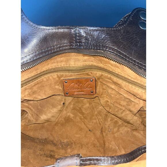 Patricia Nash Dark Brown Studded Ergo Satchel Italian Leather Top Handle Bag - Picture 10 of 11